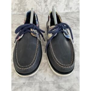 Sperry Top-Sider Women's Leather Boat Shoes Plaid Trim Size 8 Coastal Preppy